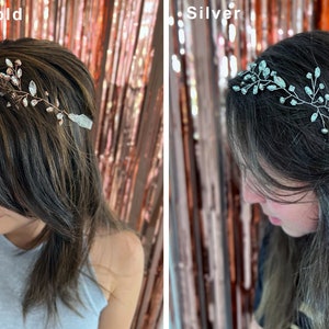 Wedding Hair Piece, Wedding Headband for Bride, Floral Hair Piece Wedding, Bridal Hair Comb, Silver Bridal Headpiece