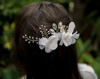 Wedding Hair Comb Floral Hair Comb Pearl Hair Comb Bridal Hairpiece Crystal Hair Comb Flower Hair Comb ~H-20