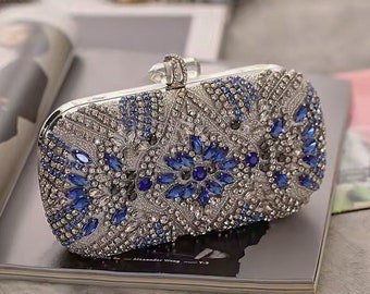 Wedding Clutch for Bride Royal Blue Wedding Clutch, Cross Body Bridal Bag