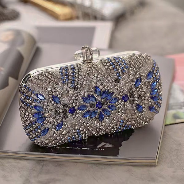 Wedding Clutch for Bride Royal Blue Wedding Clutch, Cross Body Bridal Bag