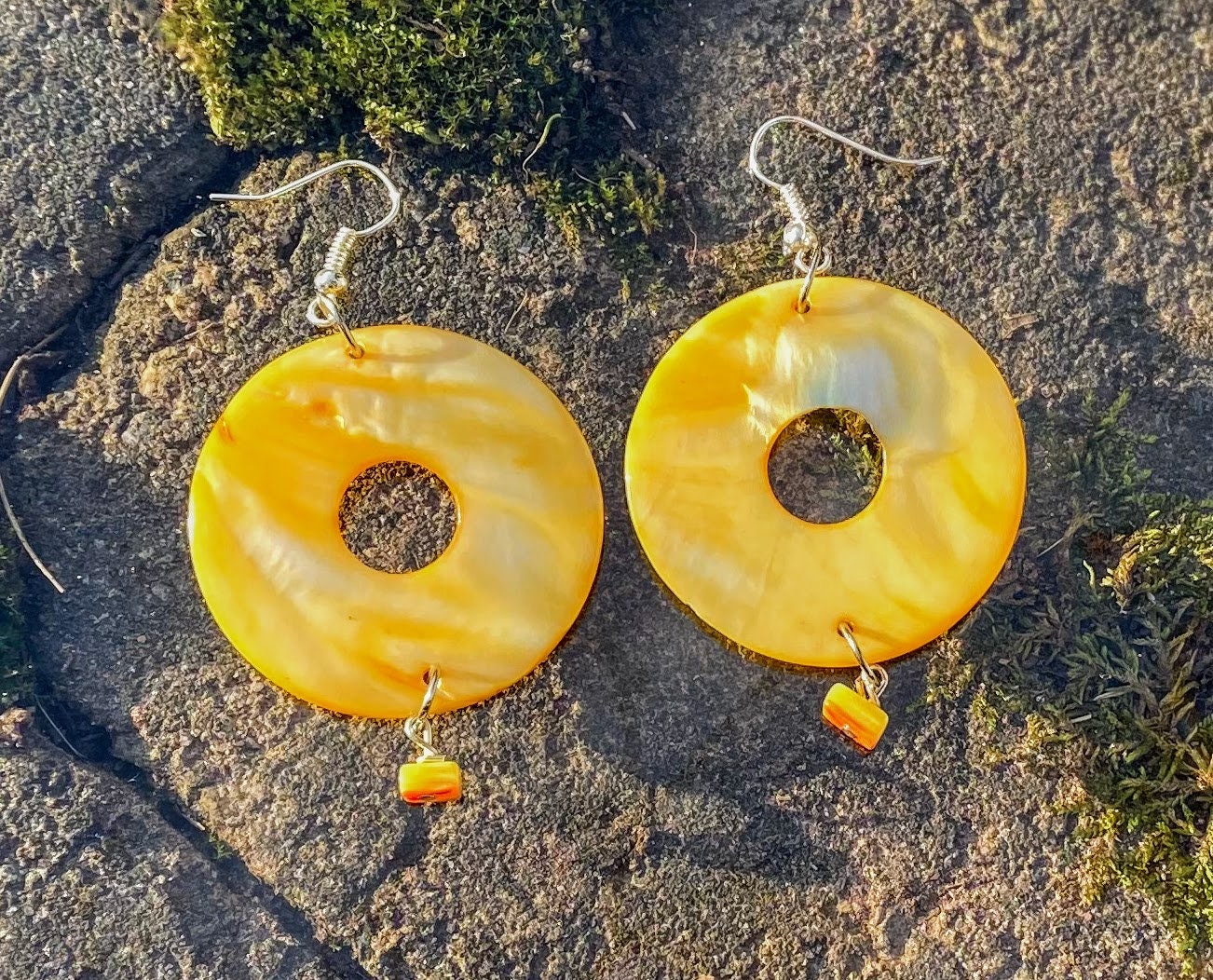 Beaded Yellow Dangle Earrings Etsy