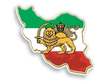 IRAN Map Flag Lion and Sun Persia | Counter-cut decal, Vinyl Bumper Sticker - Water Resistant