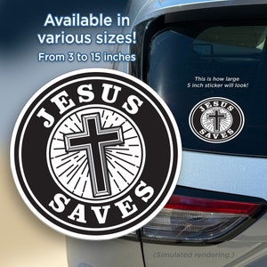 Jesus Saves Sticker: Vinyl Decal, Bumper/Window Sticker (5-15 inch)