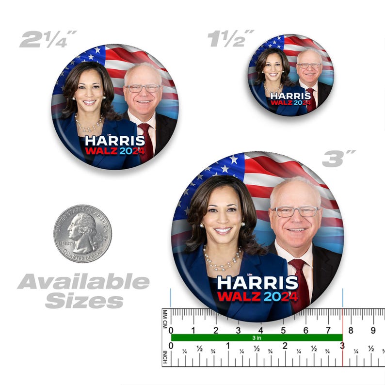 Harris Walz 2024 Campaign Button: Flag Photo Pin - Etsy