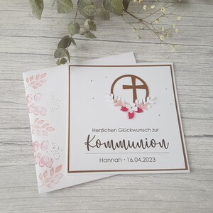 Glückwunschkarte zur Kommunion, Individuelle Glückwunschkarte mit Personalisierung, Verpackung Geldgeschenk