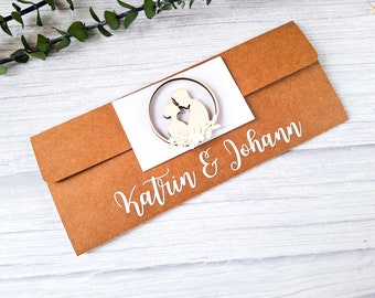 Gutscheinverpackung zur Hochzeit, Geldgeschenk Gutschein zur Hochzeit personalisiert, Reisegutschein, Geschenkgutschein Hochzeit