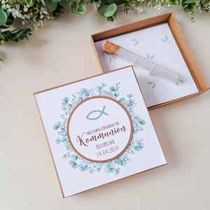 Geschenkverpackung zur Kommunion mit Name personalisiert, Geldgeschenk zur Erstkommunion, Wunscherfüller, Geschenk zur Kommuion Bild 2