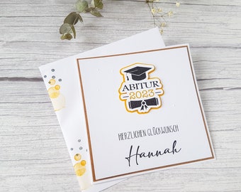 Glückwunschkarte zum Abitur ABI, Glückwunsch zum Abitur, Abschlussgeschenk, Geldgeschenk mit Personalisierung