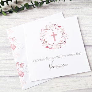 Glückwunschkarte zur Kommunion, Individuelle Karte mit Personalisierung, Erstkommunion Grusskarten  Verpackung Geldgeschenk