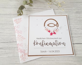 Glückwunschkarte zur Konfirmation, Individuelle Glückwunschkarte mit Personalisierung,  Verpackung Geldgeschenk