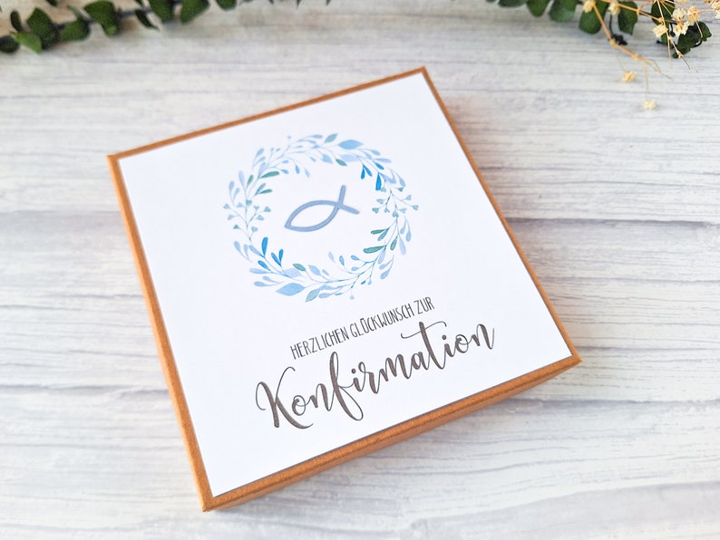 Geldgeschenk zur Konfirmation, Geschenkbox Konfirmation, Geschenkset, Wunscherfüller, Konfirmation Geschenk, Geschenkideen, Verpackung Geld imagen 1