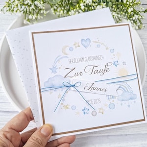 Taufkarten Glückwünsche - Zur Taufe Glückwunschkarte, personalisiertes Taufgeschenk, Geldgeschenk für Taufe, Geburt Karte