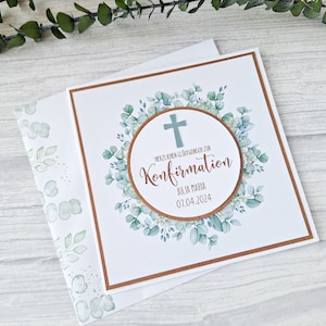Glückwunschkarte zur Konfirmation, Individuelle Glückwunschkarte mit Personalisierung,  Verpackung Geldgeschenk, Grusskarte zur Konfirmation
