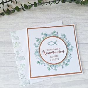 Glückwunschkarte zur Kommunion, Individuelle Glückwunschkarte mit Personalisierung, Verpackung Geldgeschenk, Grußkarten Kommunion