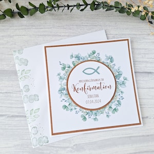 Glückwunschkarte zur Konfirmation, Individuelle Glückwunschkarte mit Personalisierung,  Verpackung Geldgeschenk, Grusskarte zur Konfirmation