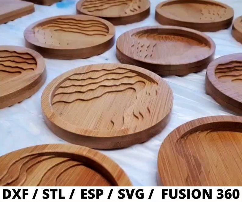 CNC file for wood/ coaster cnc file / epoxy CNC stl dxf/ Etsy