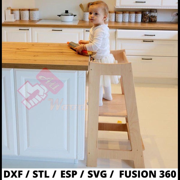 CNC file for wood / CNC file chair for child / cnc file kids chair / 3D model child chair / STL learning tower cnc file / 3D models files