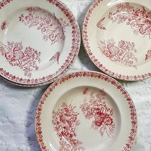 Lot of 6 old hollow plates in iron clay model “Moisson” from the French manufacturer of Onnaing