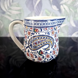 Milk jug in Gien earthenware, Small pitcher, Cashmere model, French vintage