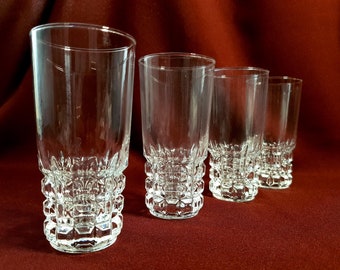Set of royal style tempered glass drinking glasses, Emperor model, by Luminarc - French vintage