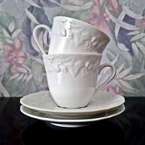 Lot De 4 Tasses Et Soucoupes En Porcelaine Philippe Deshoulières Limoges - Made In France - Service à Thé Ou Café