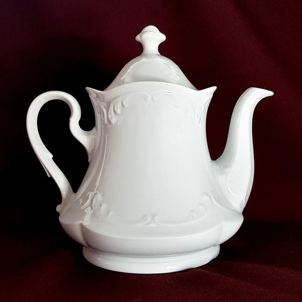 Grande théière en porcelaine blanche de Winterling Maektleuthen de Bavaria, vintage allemand