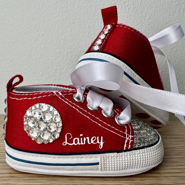 Rhinestone Baby Shoes High Top Sneakers for Baby Converse Babys 1st shoes sneakers Crib Shoes Baby shower Gift New Baby Gift Idea Star shoes