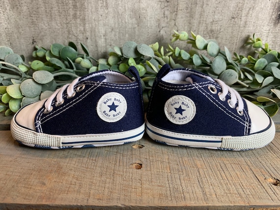 High Top Sneakers for Baby Like Converse New Shoes for Baby My 1st Shoes Birthday Shoes Baby Shower Gift for Boss New Baby Gift Navy Blue Etsy