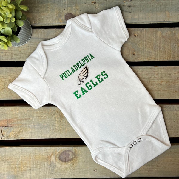 PHILADELPHIA Football Eagles Inspired one piece baby Bodysuit /Newest Eagles Fan | Green Glitter |  Fly Eagles Fly | Bleed Green | New Baby