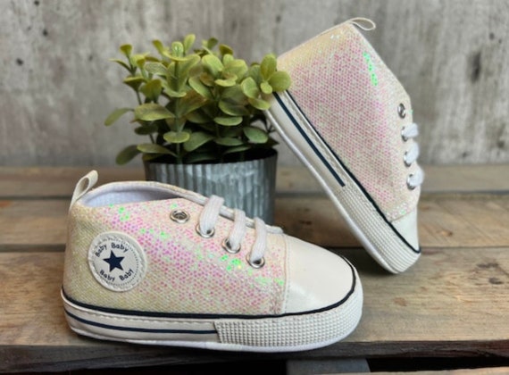 Baby High Top Sneakers Like Converse Babys 1st Shoes Sneakers Crib Shoes Baby Shower Gift New Baby Gift Pink Glitter Bling Star Chucks Etsy Canada