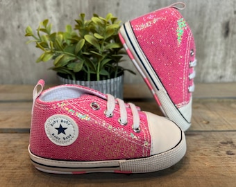 Gift idea for new mom, gift for co-worker gift for neighbor gift for new mom Baby High Top Sneakers Like Converse Baby’s 1st shoes sneakers