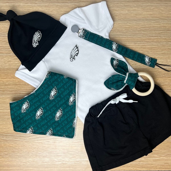 PHILADELPHIA Eagles Football Gift set for Baby Eagles Bodysuit Eagles Hat Eagles Bib Eagles Toy Eagle Baby Football Fan Gift Philly Baby