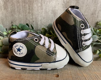 Baby High Top Sneakers, Like Converse! Baby’s 1st shoes sneakers/Crib Shoes / Baby shower Gift New Baby Gift Camouflage Camo Army Star shoes