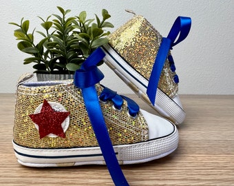 Birthday Shoes ONE Wonder Baby Star Shoes for 1st Birthday ONEder Woman WW Girl Power Baby Birthday Superhero Party Outfit Gold Glitter Shoe