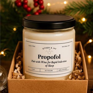 Propofol Pair with Wine Soy Candle: Funny Anesthesia Gift for CRNA, Nurse, Doctor