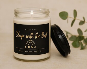Duerme con la mejor vela de CRNA, divertido regalo médico para enfermeros anestesistas, vela de cera de soja Ether & Ivy para graduación, jubilación y cumpleaños.