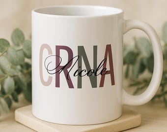 Gepersonaliseerde CRNA-koffiemok: 11 oz keramisch cadeau voor anesthesiemedewerker