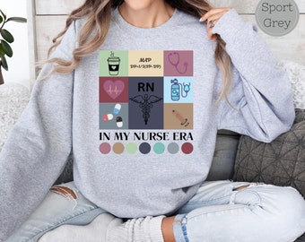 In My Nurse Era Aesthetic Soft Crewneck Sweatshirt, RN Gift,Sweatshirt for RN, Nursing School Grad Gift