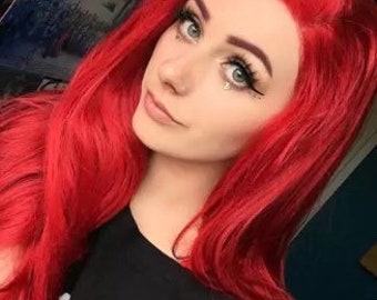 Long Straight Deep Red Synthetic Lace Front Wig - Etsy Long Straight Deep Red Synthetic Lace Front Wig - Etsy