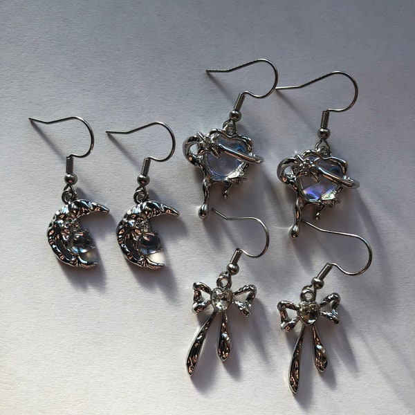 Y2K aesthetic earrings with stainless steel hooks