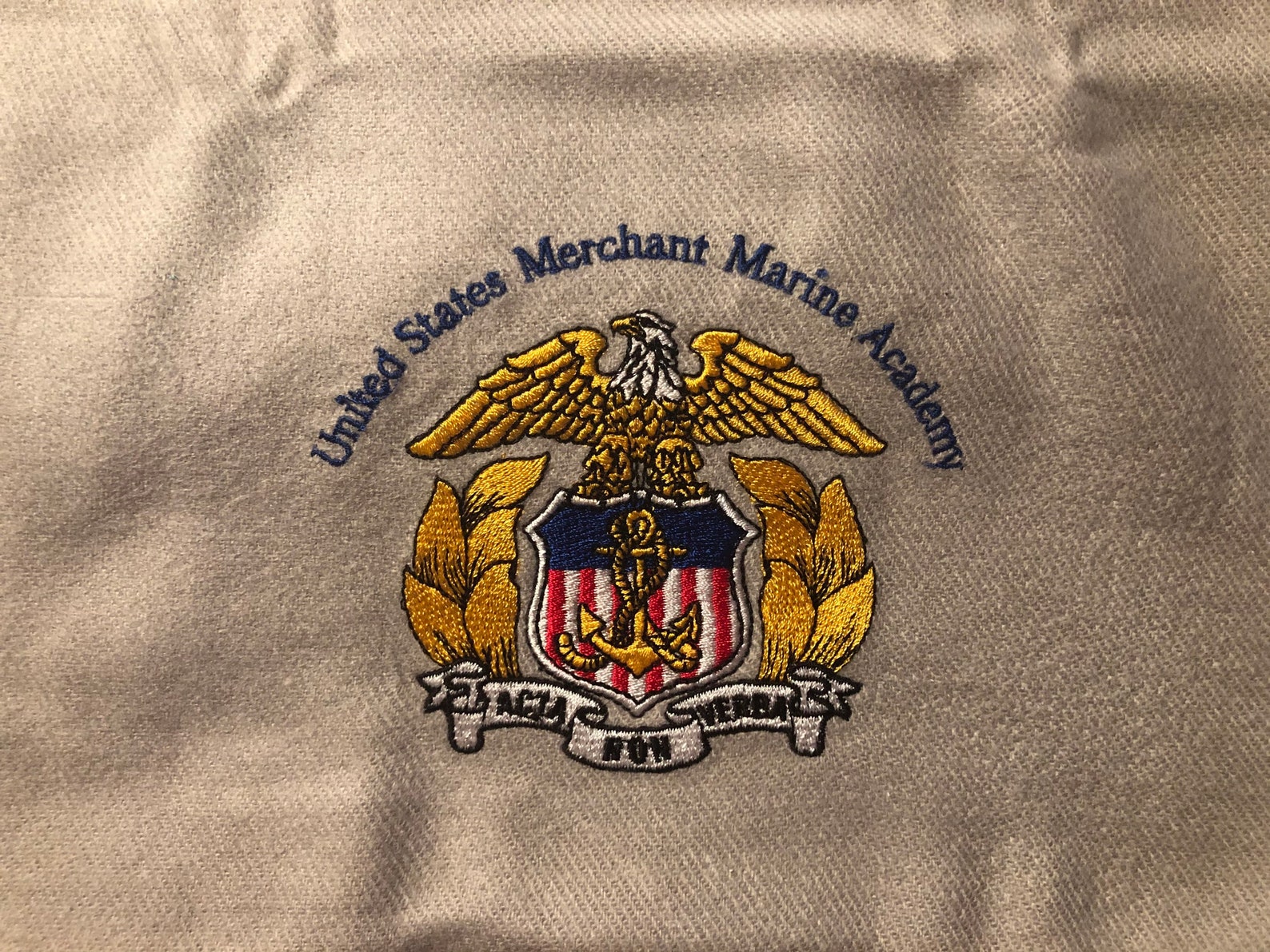Cashmere Wool Scarf: Embroidered KP USMMA Seal and Emblem - Etsy