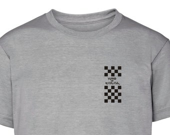 Young and Reckless Checker Front and back Silver Marl Printed  t shirt  motocross motorsport moto sport apparel bikes quadbikes