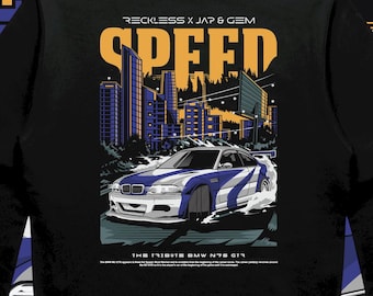 BMW GTR Need for Speed fan art - Jap and Gem x Reckless collab Hoodie Hoody T-Shirt design