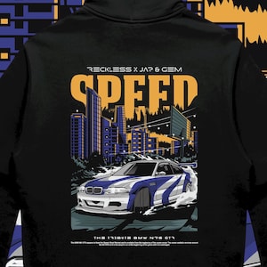 BMW GTR Need for Speed fan art - Jap and Gem x Reckless collab Hoodie Hoody T-Shirt design