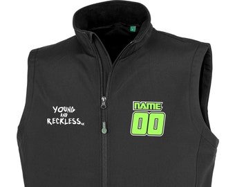 Custom name and number Body Warmer - Gilet - Action Sports Inspired Apparel - get your very own customer racewear bodywarmer.