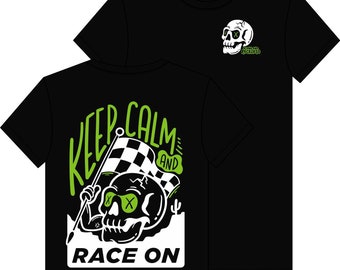 Keep Calm and Race on T-Shirt design - Young and Reckless UK motorsports MTB bikes Moto Motocross Supercross  Racing Tees
