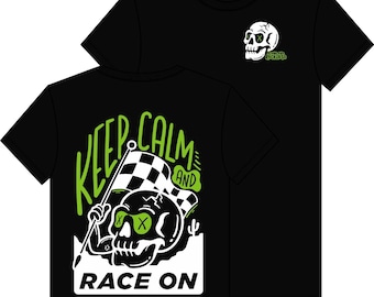 Keep Calm and Race on T-Shirt design - Young and Reckless UK motorsports MTB bikes Moto Motocross Supercross  Racing Tees