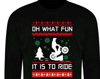 Oh what fun it is to ride TRIALS BIKE Christmas Hoodie - Action Sports Inspired Apparel - Trials Motorbikes Motorcycle Christmas Jumper Day