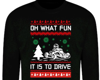 Oh what fun it is to drive GO KART Christmas Hoodie - Motorsports Inspired Apparel - Racing Go Kart Karting Christmas Jumper Day