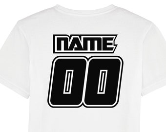 Custom printed Name and Numbers on your own Race Tee - Moto MX Motocross Motorsports dirtbikes racing stock car supercross